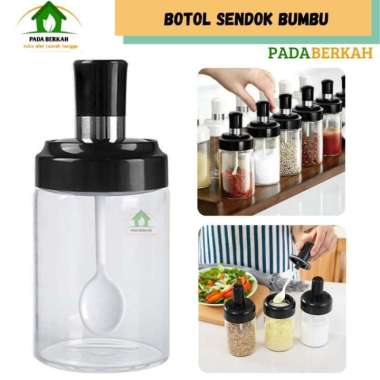 Tempat Bumbu Botol Kaca + Sendok Bumbu Dapur Gula Garam Kopi Serbaguna