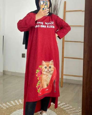 FBT Midi Dress Wanita Terbaru HEELS MIDI DRESS KAOS KATUN COMBED 24s APK SABLON SIZE S M L XL XXL Lo