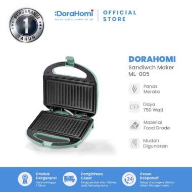 Dorahomi Mini Sandwich Maker Portable Toaster Alat Pemanggang Roti Bakar - Pan Garis