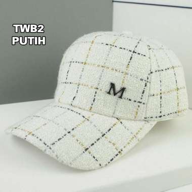 VERISH Topi Baseball Pria Wanita Unisex Aksen Rajut Kotak Huruf M Casual Cap Olahraga Golf Sport Imp