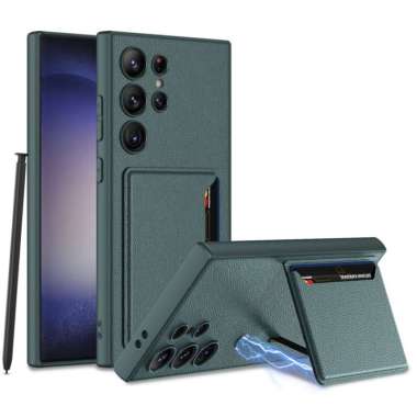 CASE SAMSUNG S24 ULTRA S24 PLUS S24 CASE LEATHER WITH SLOTCARD S24 HIJAU