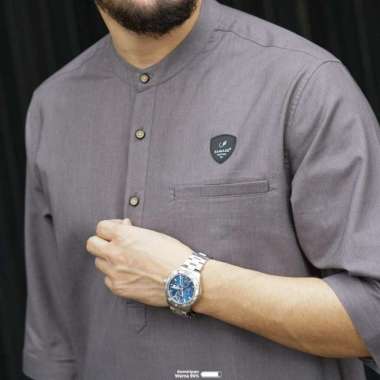 SAMASE BASIC KOKU U018P PJG 3/4 Oxford - Baju Koko Gamis XL XXL Pria Blue Black XL