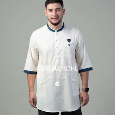 SAMASE CASUAL KOKU R038 3/4 Poplin White - Baju Koko Kurta Putih Pria XL