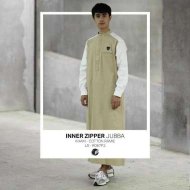 SAMASE JUBBA INNER ZIPPER R067P Khaki Cotton Ramie Baju Jubah Modern M