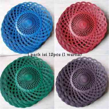 Piring rotan warna 1 lusin