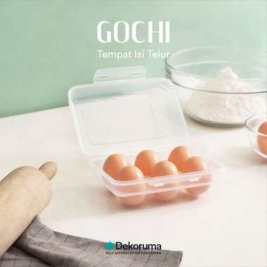 Dekoruma GOCHI Tempat Telur / Kotak Penyimpanan Telur Isi 6