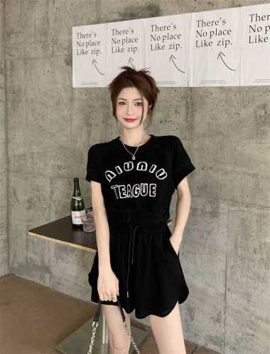 Setelan Wanita Casual Sport Baju Crop Hotpants Set XXL Grey