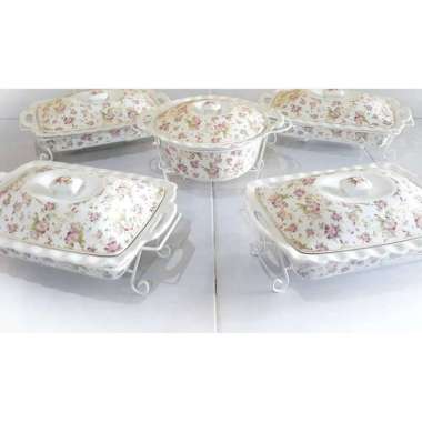 Prasmanan pesta vicenza motif melati 1 set isi 5/basi prasmanan vicenza keramik mewah 1 set Packing 