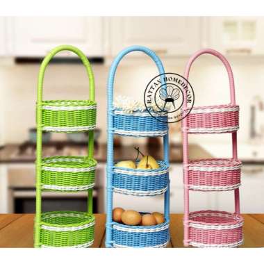 Keranjang rotan sintetis / keranjang bumbu rotan 3 susun