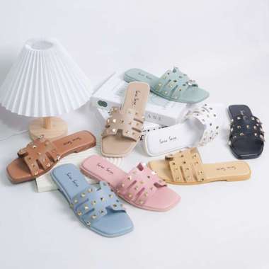 Sara Sara Pyramid Sandal Wanita Kekinian Terbaru 39 Blue