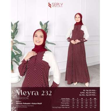 DRESS ONLY SEPLY ORIGINAL MEYRA 232 MAROON GAMIS DEWASA GAMIS SEPLY GAMIS KELUARGA MUSLIM 2023 XL ME