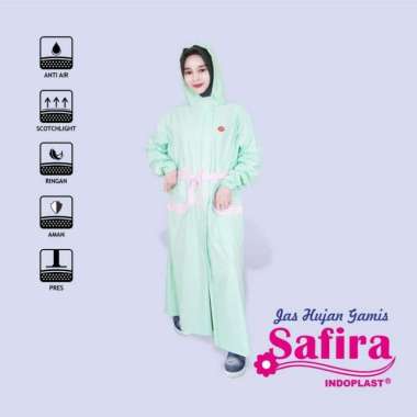 Jas Hujan Gamis Safira Mantel Hijab Rok Terusan Poncho Bagus Hijau