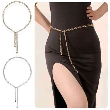 Clarence Chain Belt Ikat Pinggang Rantai Gesper Belt Ban Pinggang Metalic Beads Clarence Belt Silver