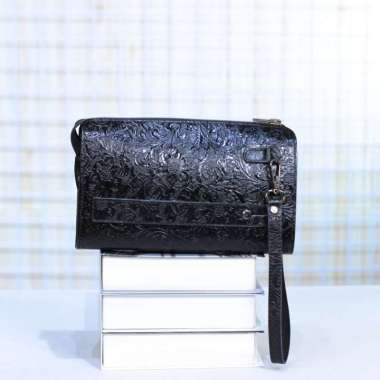 VERISH LATO Dompet Kulit Sapi Handbag Pria Wanita Laki Perempuan Tas Tangan Hitam Batik