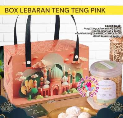 Box Idul Fitri TENG TENG / Kotak Kue Lebaran / Parcel Idul Fitri / Hampers Lebaran ukuran 12x9x19 cm