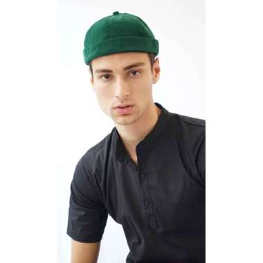 Houseofcuff Topi Beanie Polos Miki Hat Kopiah Hijrah Muslim Hijau Hijau