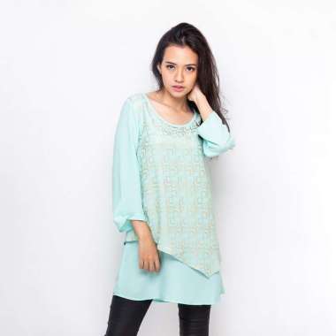 Nawa Blouse Print Warna Green & Gold Green-Gold, L