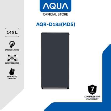 Aqua Elektronik AQR-D185(MDS) - Dark Silver - Kulkas 1 Door - 145 L - Freezer Besar - Ramah Lingkungan - Semi Auto Defrost - Tempered Glass Tray