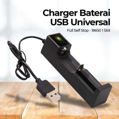 Charger baterai USB universal baterai 18650 1 slot