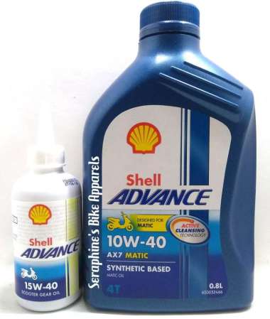 PAKET OLI SHELL ADVANCE AX7 SCOOTER 0.8L + SHELL GEAR OIL|SEMUA MATIC