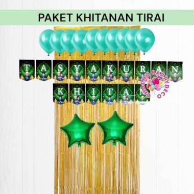 Paket KHITANAN TIRAI GOLD / Dekorasi Ulang Tahun Khitanan Khitanan Tirai