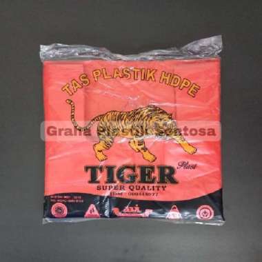 Kantong Plastik Kresek Merah Merk Tiger Ukuran 28, 35, 40cm Uk. 28 x 48cm