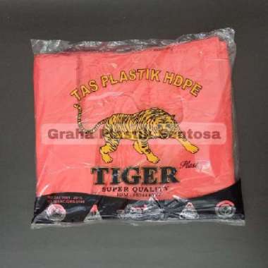 Kantong Plastik Kresek Merah Merk Tiger Ukuran 28, 35, 40cm Uk. 35 x 54cm