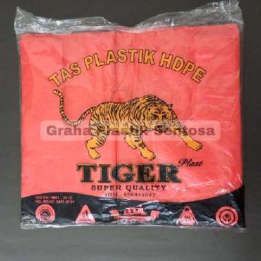 Kantong Plastik Kresek Merah Merk Tiger Ukuran 28, 35, 40cm Uk. 40 x 68cm