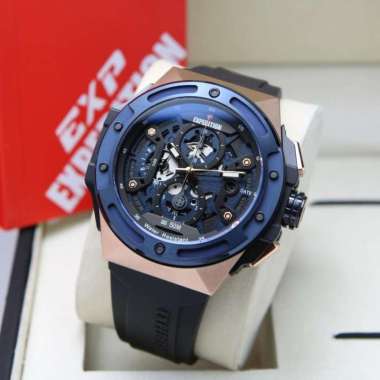 JAM TANGAN PRIA EXPEDITION 6818 / E6818 / E 6818 RUBBER ORIGINAL ROSEGOLD BLUE