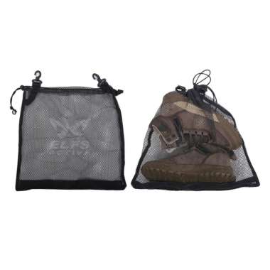 Verish Pouch Jaring Serut Multifungsi dengan Hook ke tas Carrier Hitam