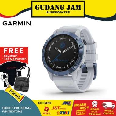 Garmin Fenix 6 Pro Solar Cobalt Blue with Whitestone Band
