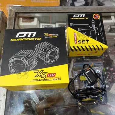 lampu tembak lampu motor lampu X5 Duromoto original produk X5 + RELAY + SAKLAR