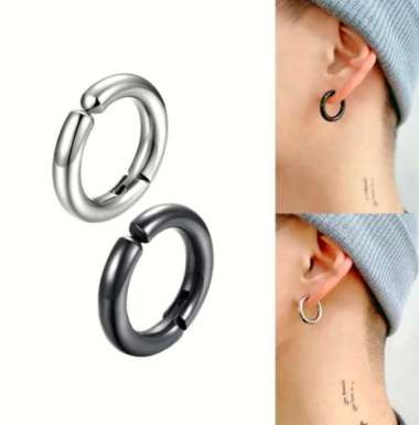 (1pcs) Anting Jepit Bulat Tanpa Tindik Pria Wanita
