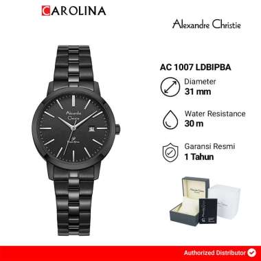 Jam Tangan Wanita Alexandre Christie Primo Steel AC 1007 LDBIPBA Black Dial Black Leather Strap [ Ja
