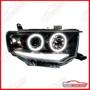 HEADLAMP - MITSUBISHI PAJERO SPORT 2009-2015 - BLACK - LIGHTBAR