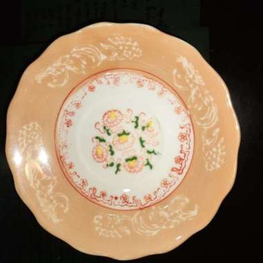 Lepek Kacang keramik motif bunga warna emas