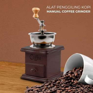 Mrosaa Alat Penggiling Kopi Manual Coffee Grinder Wood Adjustable 16290 Mesin Ekspreso Kopi Kapsul G