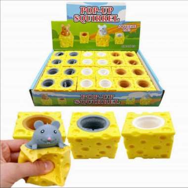 Mainan Pop It Squishy karet silikon tikus keju