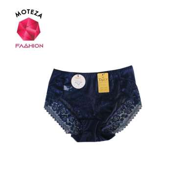 Tally 892 CD Celana Dalam Wanita Bahan Satin Mix Renda Brokat Seksi | Free Size Fit XL XXL Biru Tua