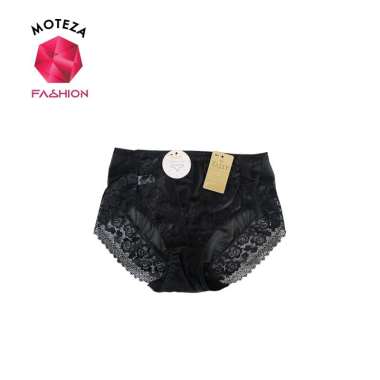 Tally 892 CD Celana Dalam Wanita Bahan Satin Mix Renda Brokat Seksi | Free Size Fit XL XXL Hitam Sem