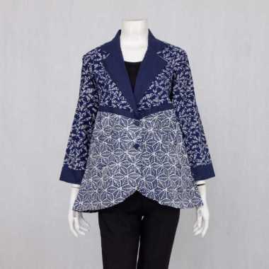 Blezer Johana 01 - Baju Kerja| Atasan Wanita Formal Batik Cap Garutan Motif Pagi-Sore L pagi sore 4