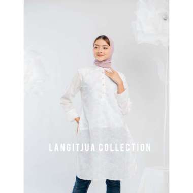 Agatha White Tunic 01 | Model Tunik Warna Putih L Putih kembang