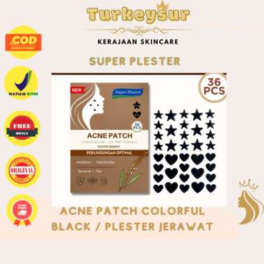 Super Plester Acne Patch Colorful Black / Plester Jerawat Berwarna Hitam Bintang Hati -