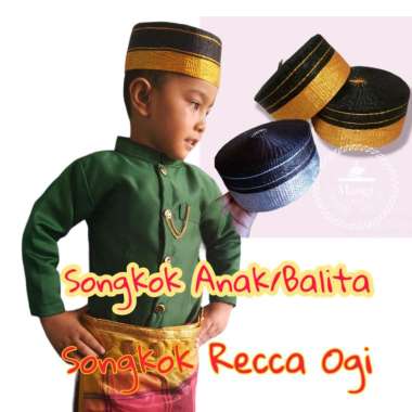 Songkok Recca Anak Kecil TK SD PAUD SMP Balita Bugis Makassar Bone Soppeng Wajo Peci Guru Emas Perak