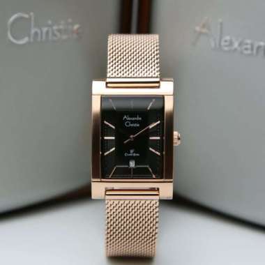 Jam Tangan Wanita Alexandre Christie AC2863 AC 2863 Rosegold Black Original Bergaransi Resmi 1 Tahun