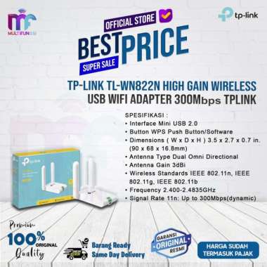 TP-LINK TL-WN822N High Gain Wireless USB WiFi Adapter 300Mbps TPLINK