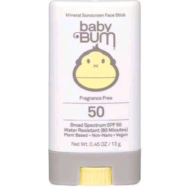 Baby bum mineral sunscreen free stick spf 50 broad spectrum 13g 13 g