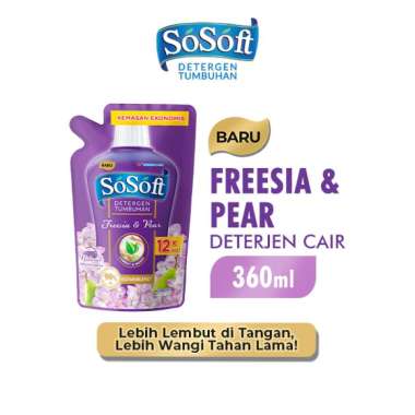 So Soft Deterjen Cair Freesia & Pear Pouch 360 mL