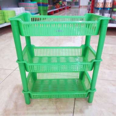Rak bumbu Rak bawang plastik Rak mini susun 3 atlas