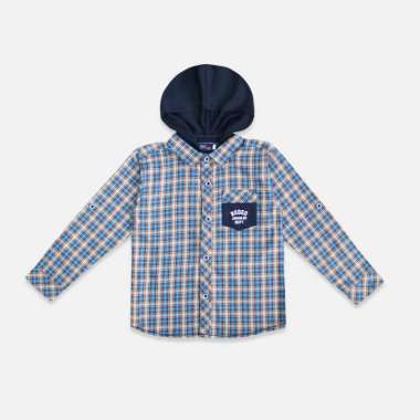 Shirt/ Kemeja Anak Laki/ Rodeo Junior Hoody Navy Checked Shirt 8 tahun